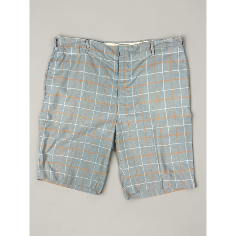 Vintage McGregor Plaid Golf Shorts 38 Blue Orange Windowpane Retro Preppy‎